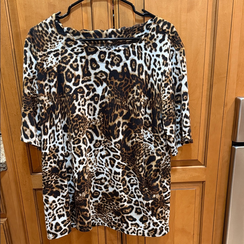 East 5th Brown and Black Animal Print Top